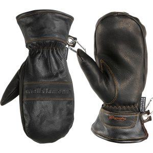 Men's Goatskin Leather Insulated Mitten Adjustable Wrist