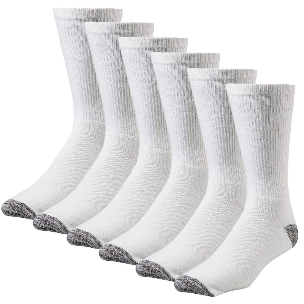 White Cotton Comfort Crew Socks, 6 Pair Pack | Wells Lamont