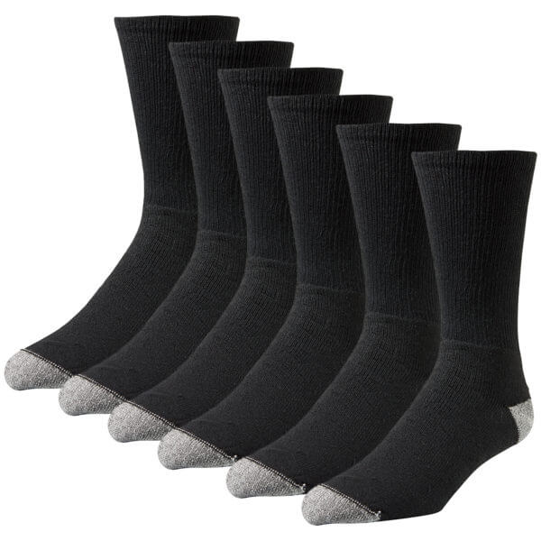 Wells Lamont | Black Cotton Comfort Crew Socks, 6 Pair Pack