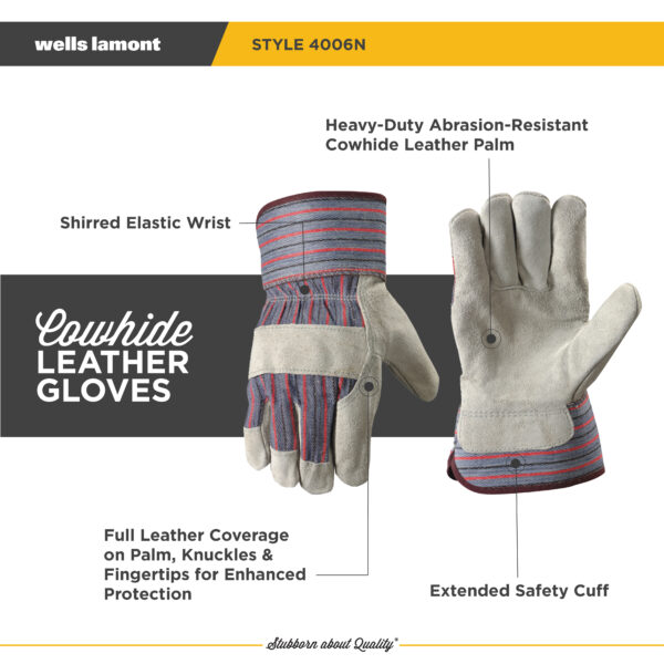 Men's 2-Pack Cowhide Leather Palm with Heavy Duty Cuff - Image 4