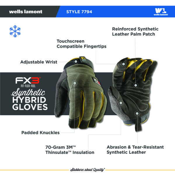 Men’s FX3® Insulated Synthetic Leather Adjustable Wrist - Image 3