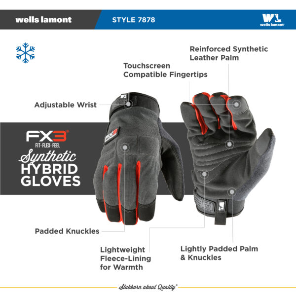 Men’s FX3® Fleece Lined Synthetic Leather Adjustable Wrist - Image 3