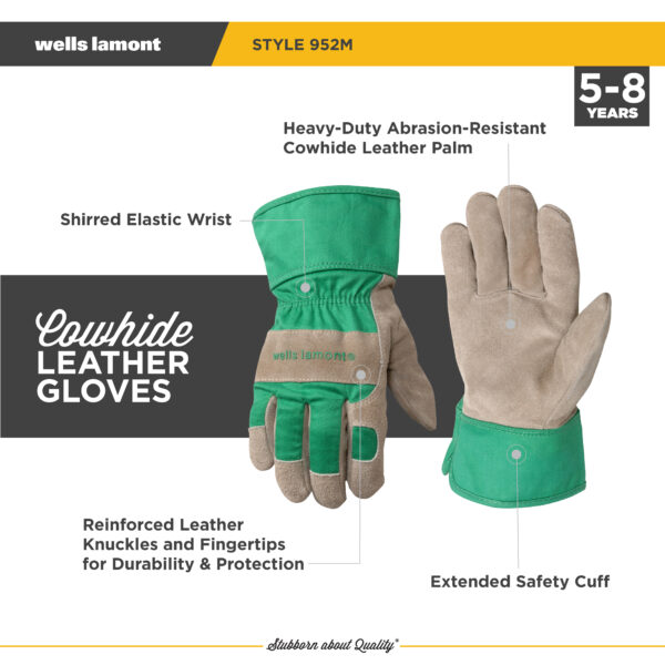 Youth Cowhide Leather Palm with Safety Cuff - Image 3