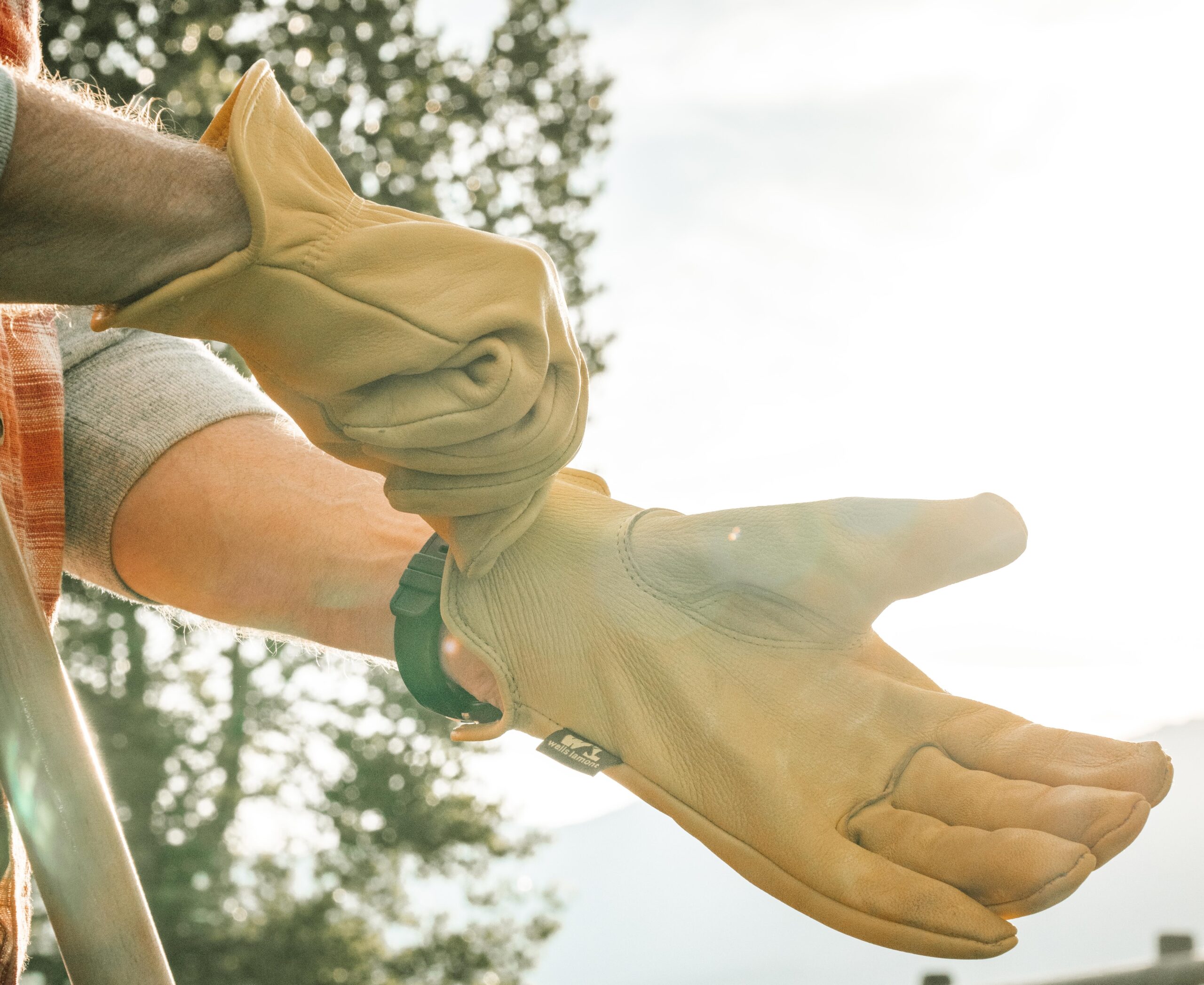 Person putting on gloves after learning how to determine their glove size​