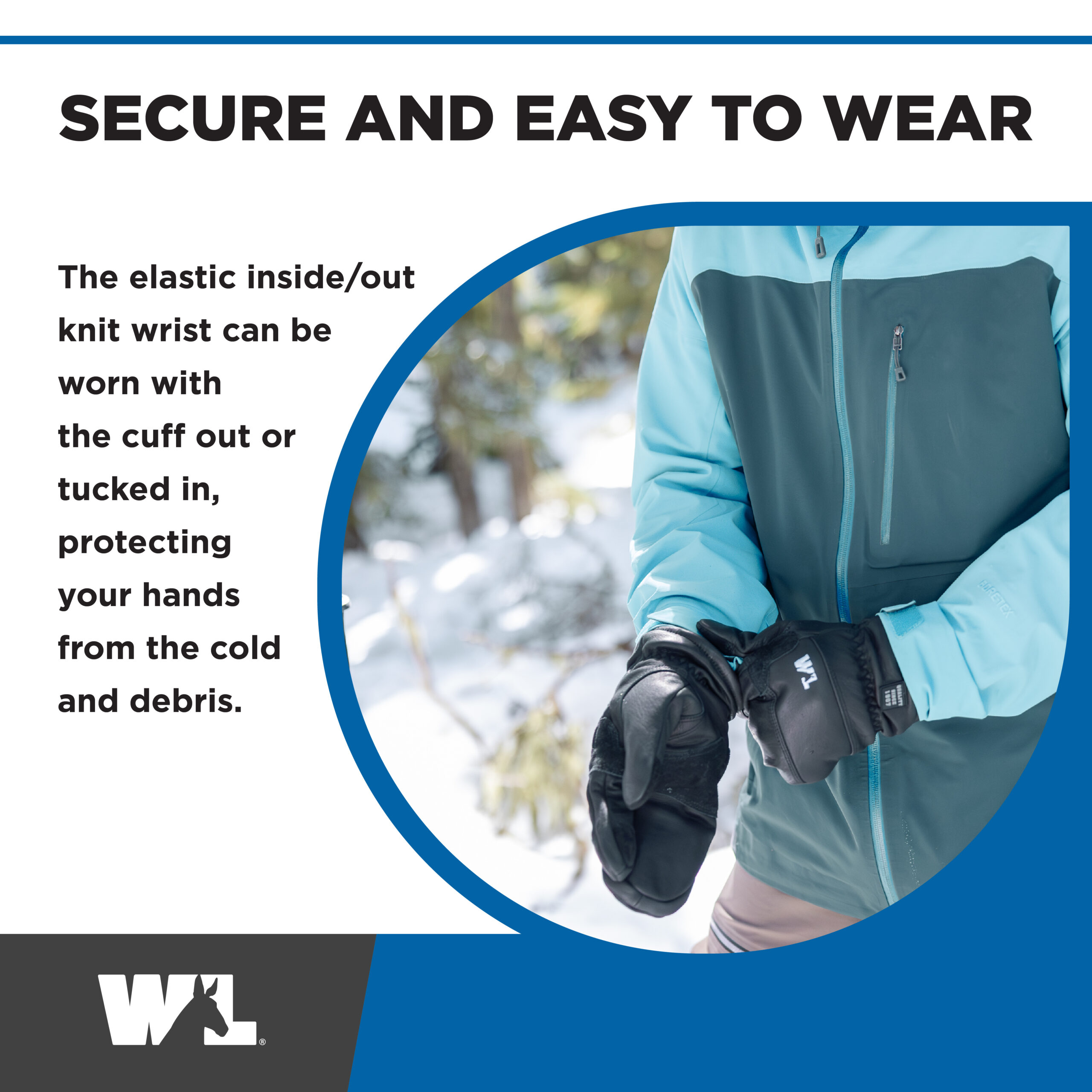 HydraHyde® Insulated Knit Wrist Mitten with Ski Strap - Image 4