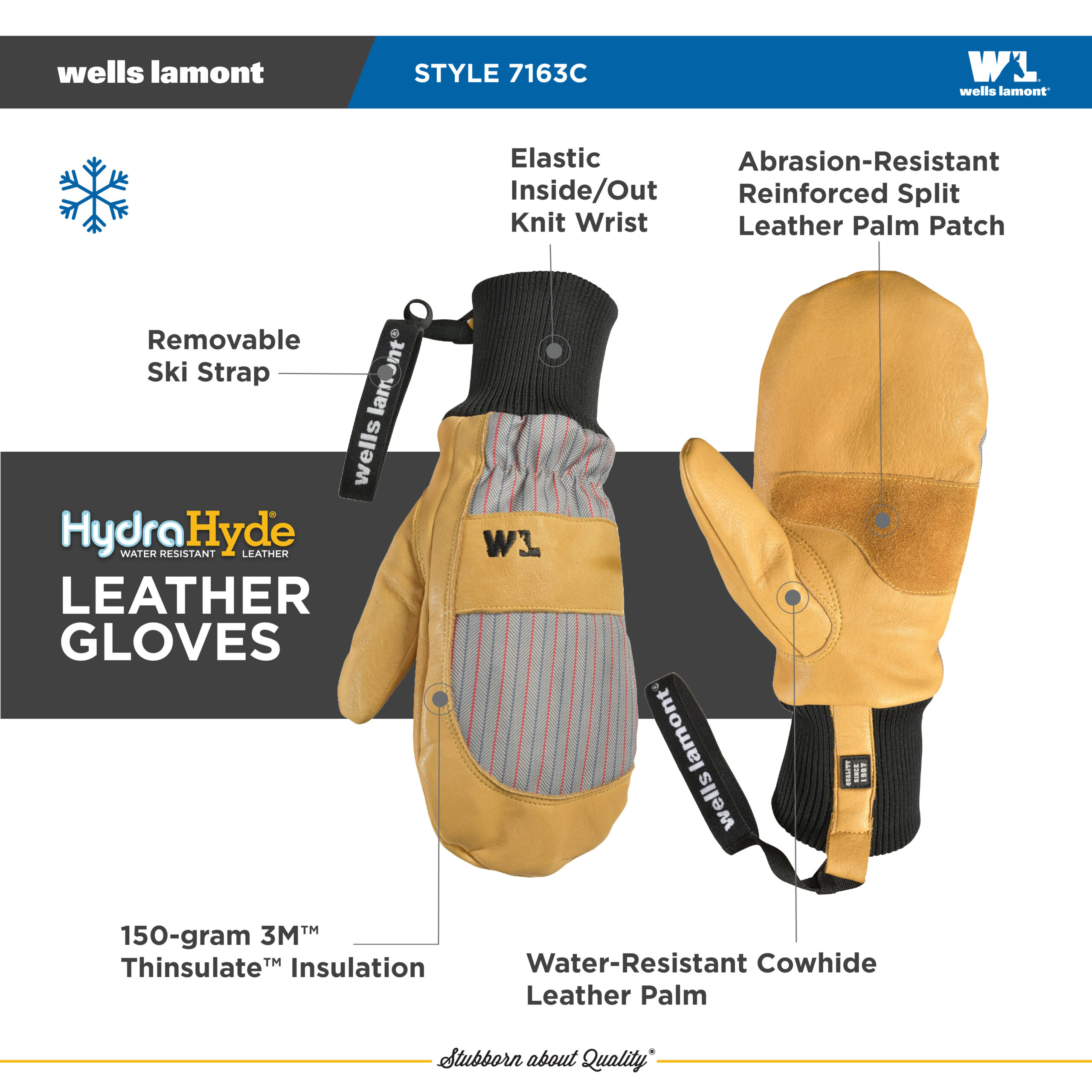 HydraHyde® Insulated Knit Wrist Mitten with Ski Strap - Image 3